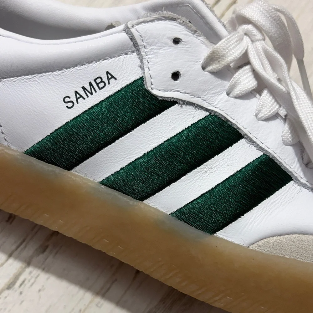 Adidas Samba White and Green Shoes Size 8.5 - Picture 11 of 13